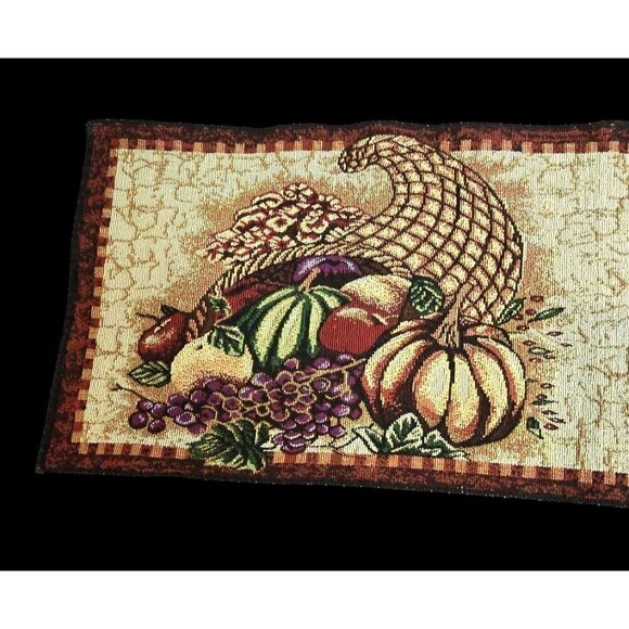 Thanksgiving Cornucopia Table Runner Tapestry 68" X 12" Harvest Fall Decor - Picture 2 of 7
